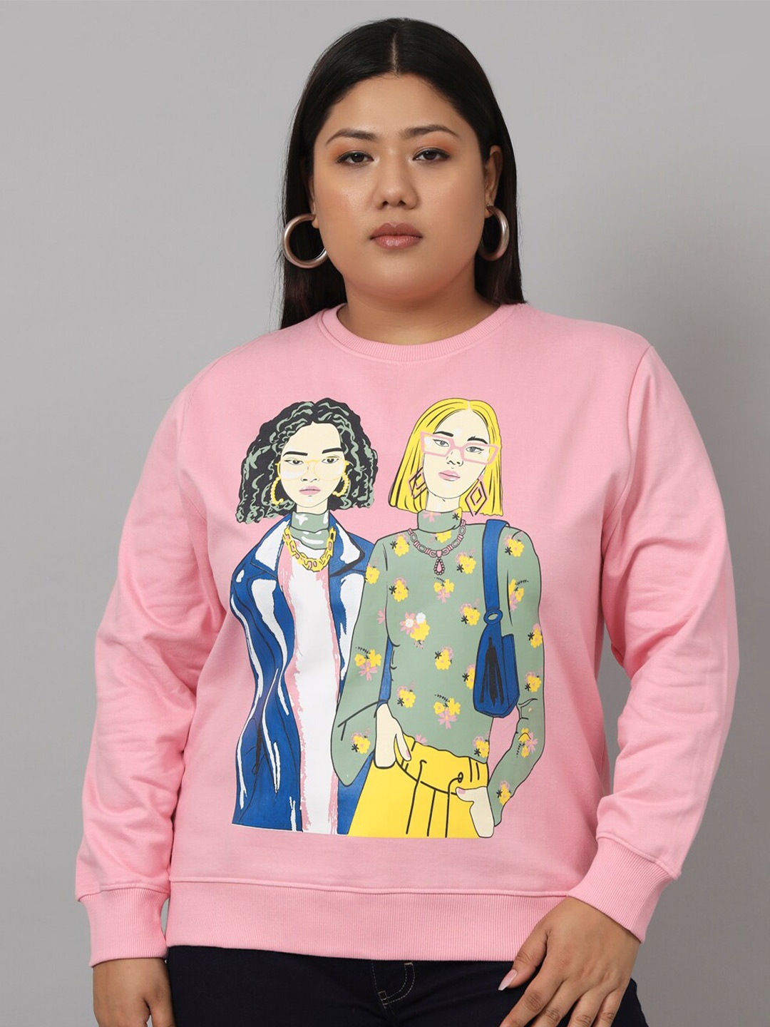 

BEYOUND SIZE - THE DRY STATE Plus Size Graphic Printed Fleece Sweatshirt, Pink