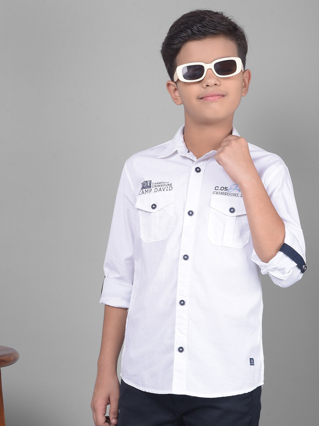 

Crimsoune Club Boys Slim Fit Pure Cotton Casual Shirt, White