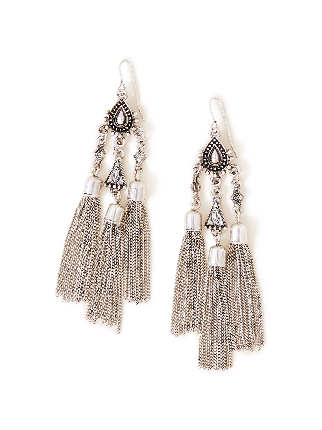 

Accessorize Mini Tassel Long Drop Earrings, Silver