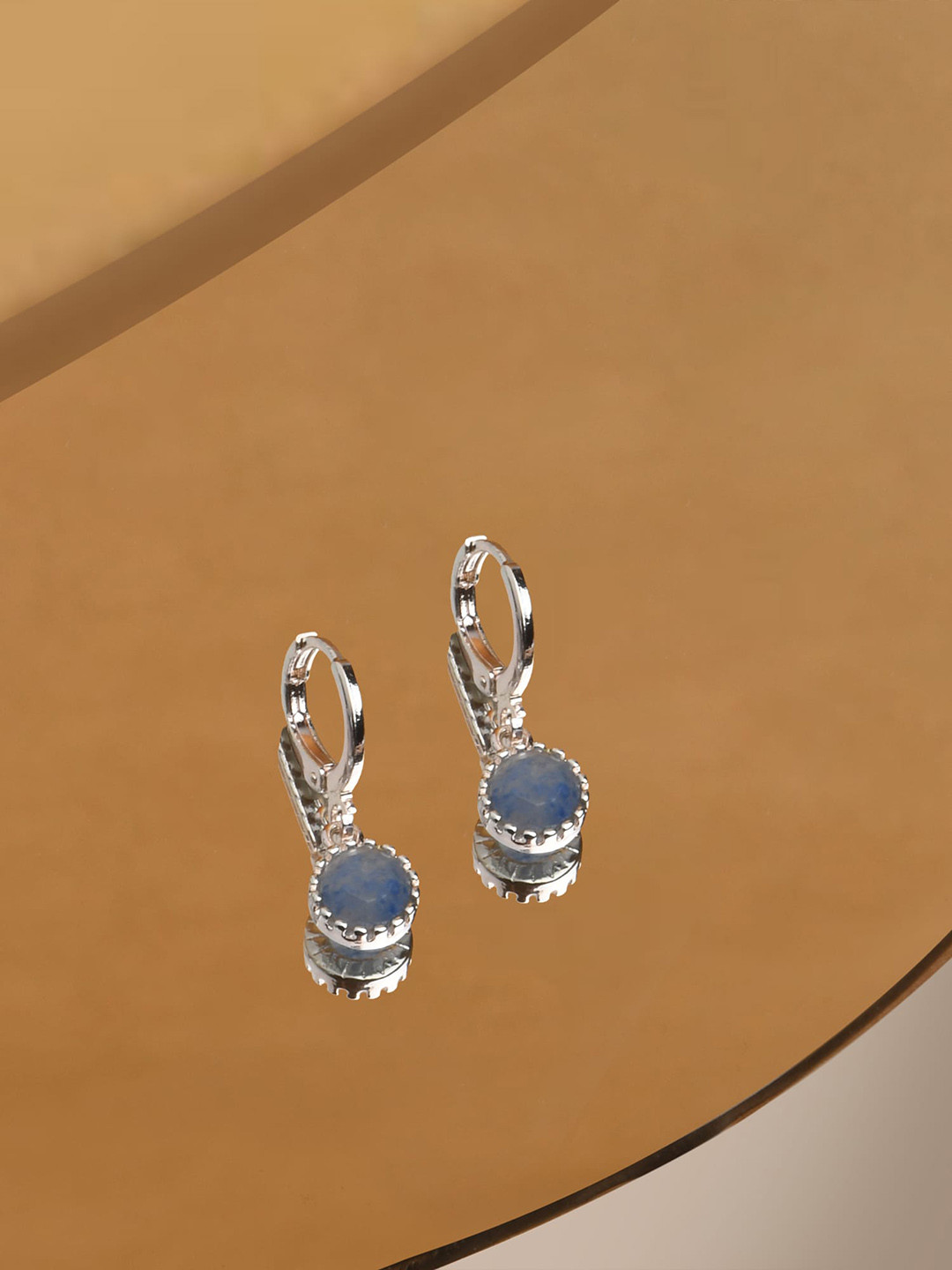 

Accessorize Silver-Plated Stone-Studded Circular Drop Earrings