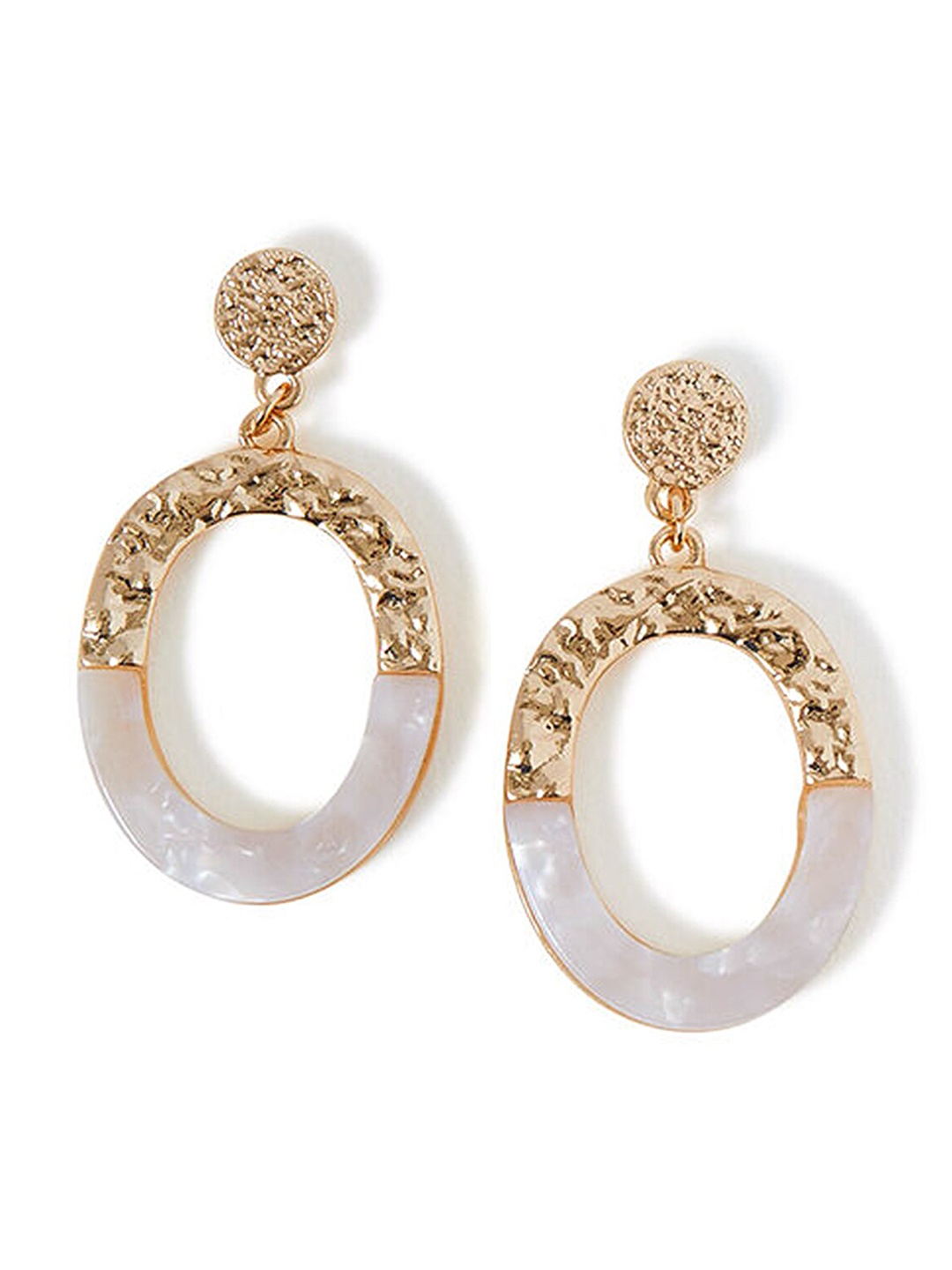 

Accessorize Textured Resin Oval Shaped Drop Earrings, Gold