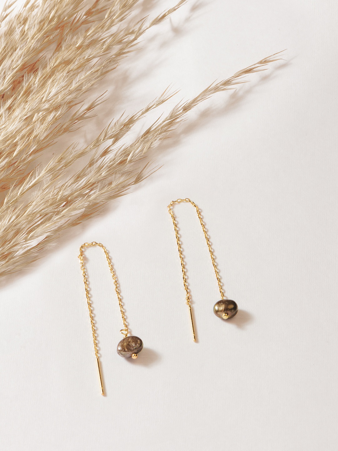 

Accessorize 14K Gold Plated Z Threader Pearl Earrings