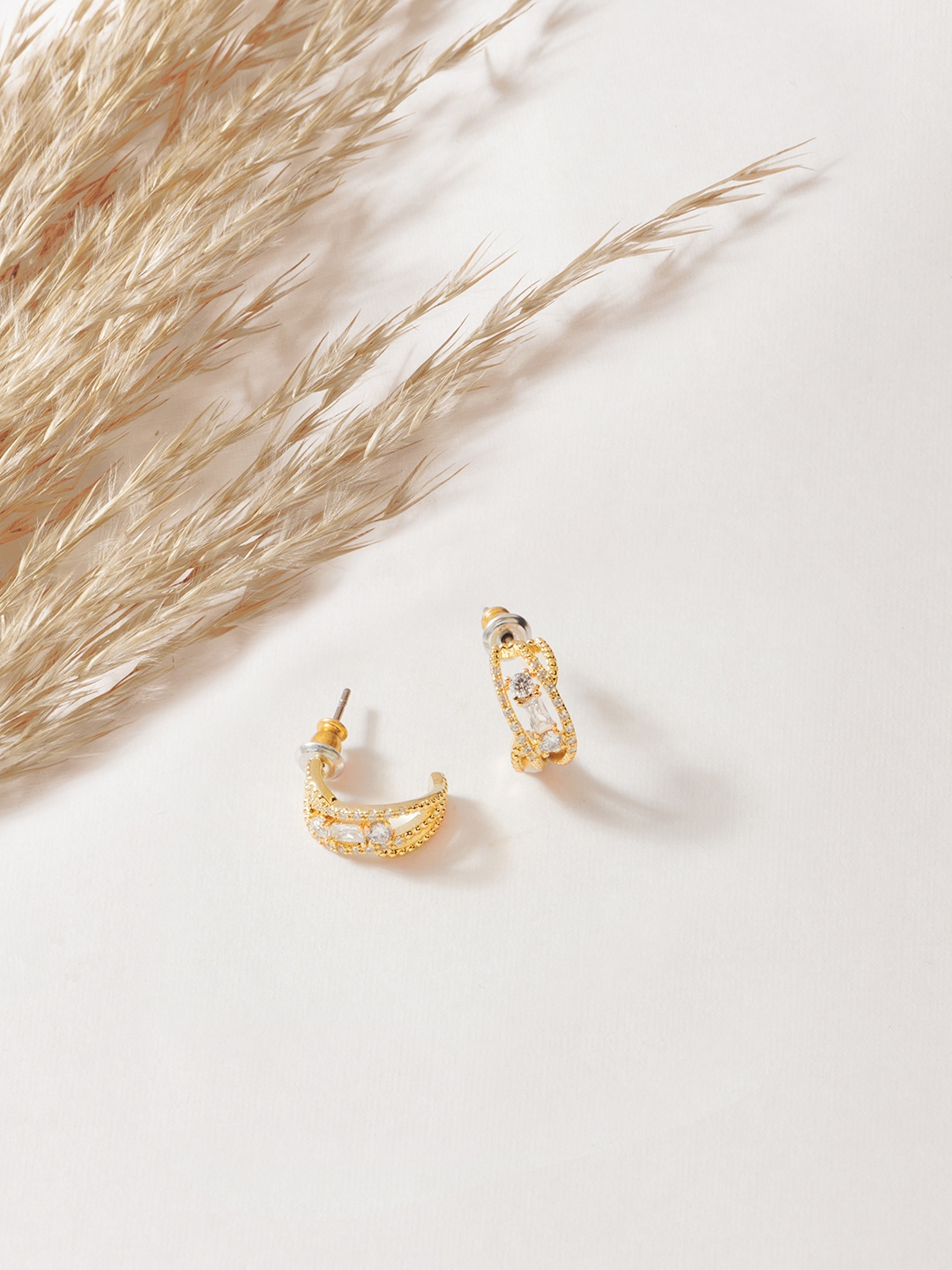 

Accessorize Gold Plated Crystals Studded Half Hoop Earrings