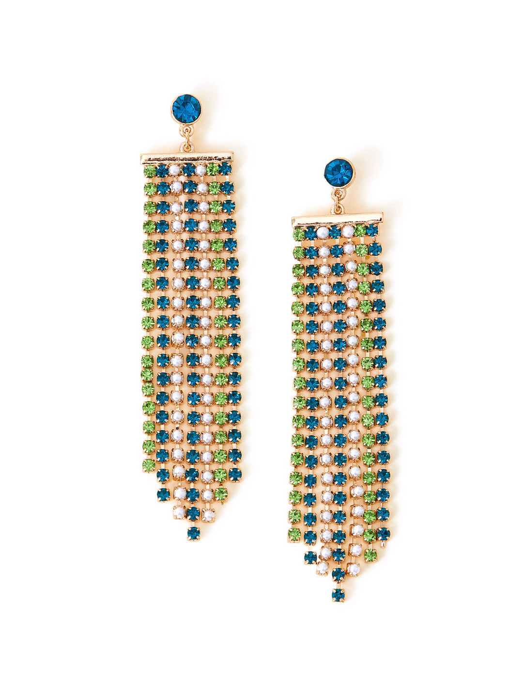 

Accessorize Pearl & Crystal-Studded Classic Drop Earrings, Teal