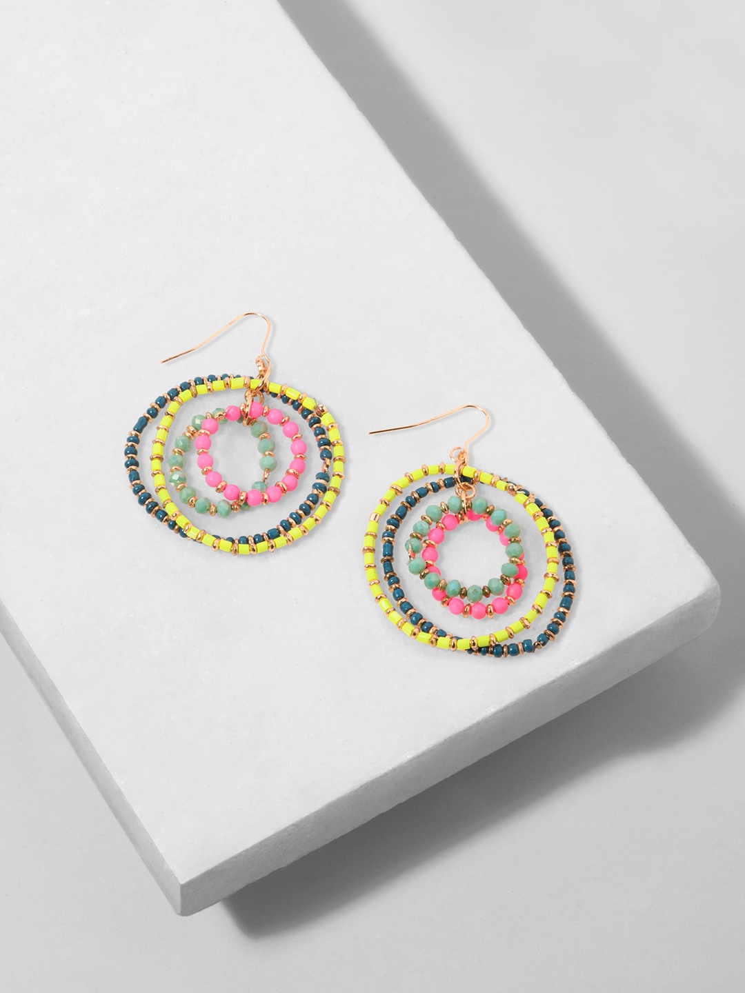 

Accessorize Beaded Circular Drop Earrings, Yellow