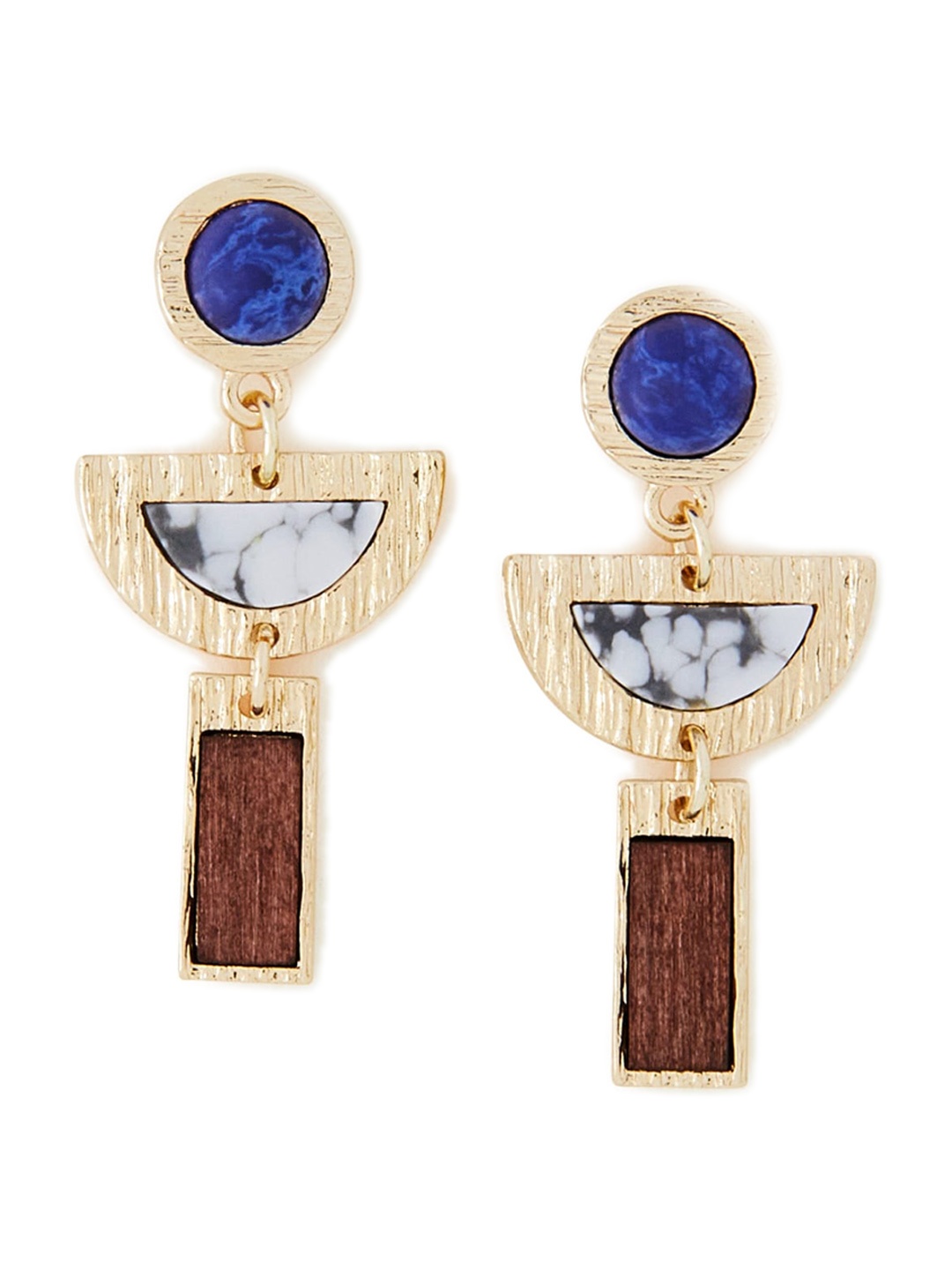 

Accessorize Stone Studded Geometric Drop Earrings, Gold