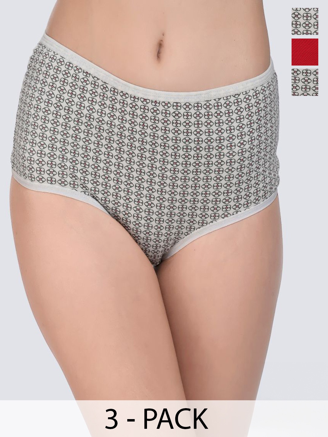 

Innocence Pack Of 3 Geometric Printed Hipster Briefs BBAPLIN100106_S, White