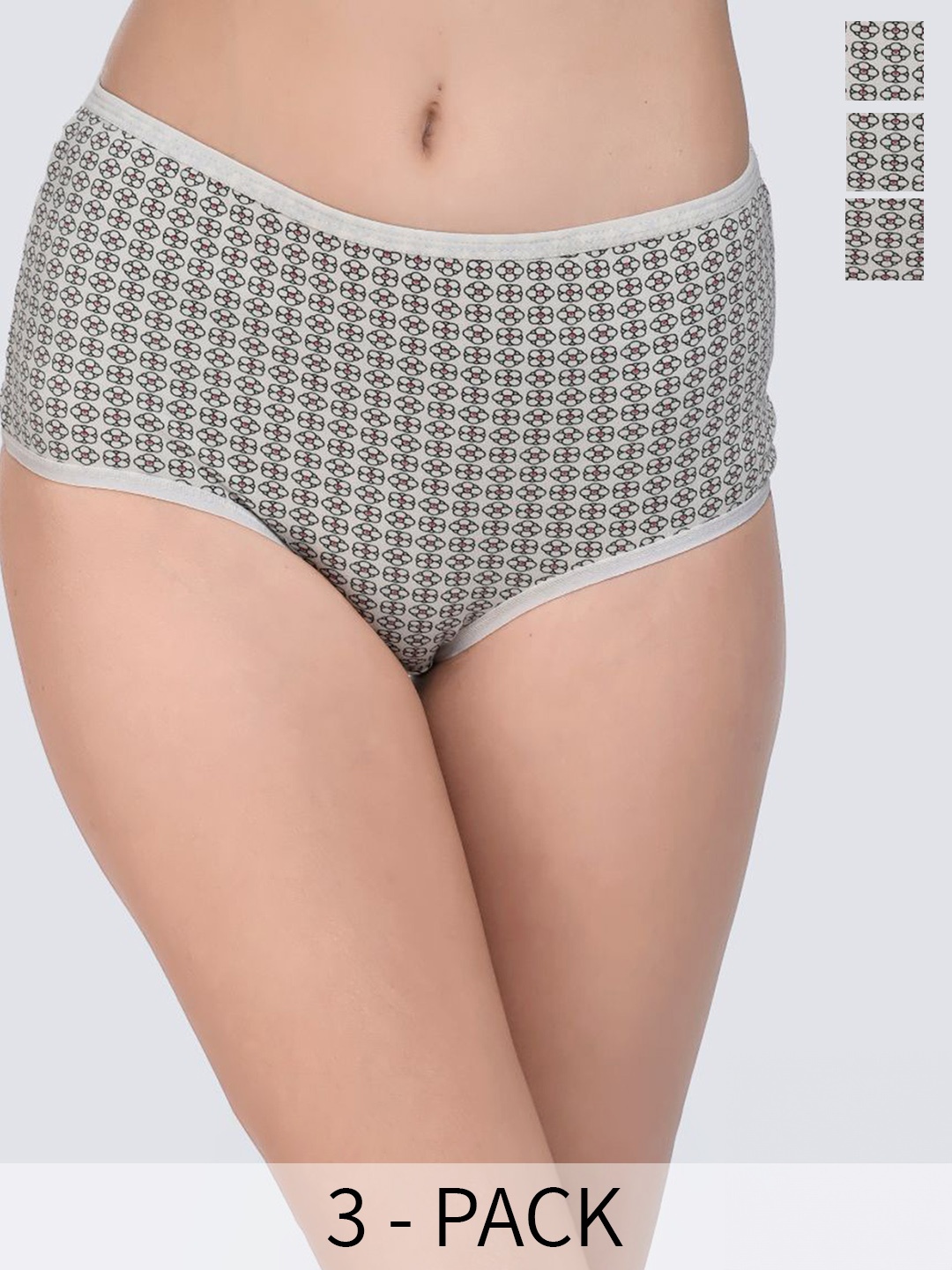 

Innocence Pack Of 3 Geometric Printed Hipster Briefs BBAPLIN100105_S, White