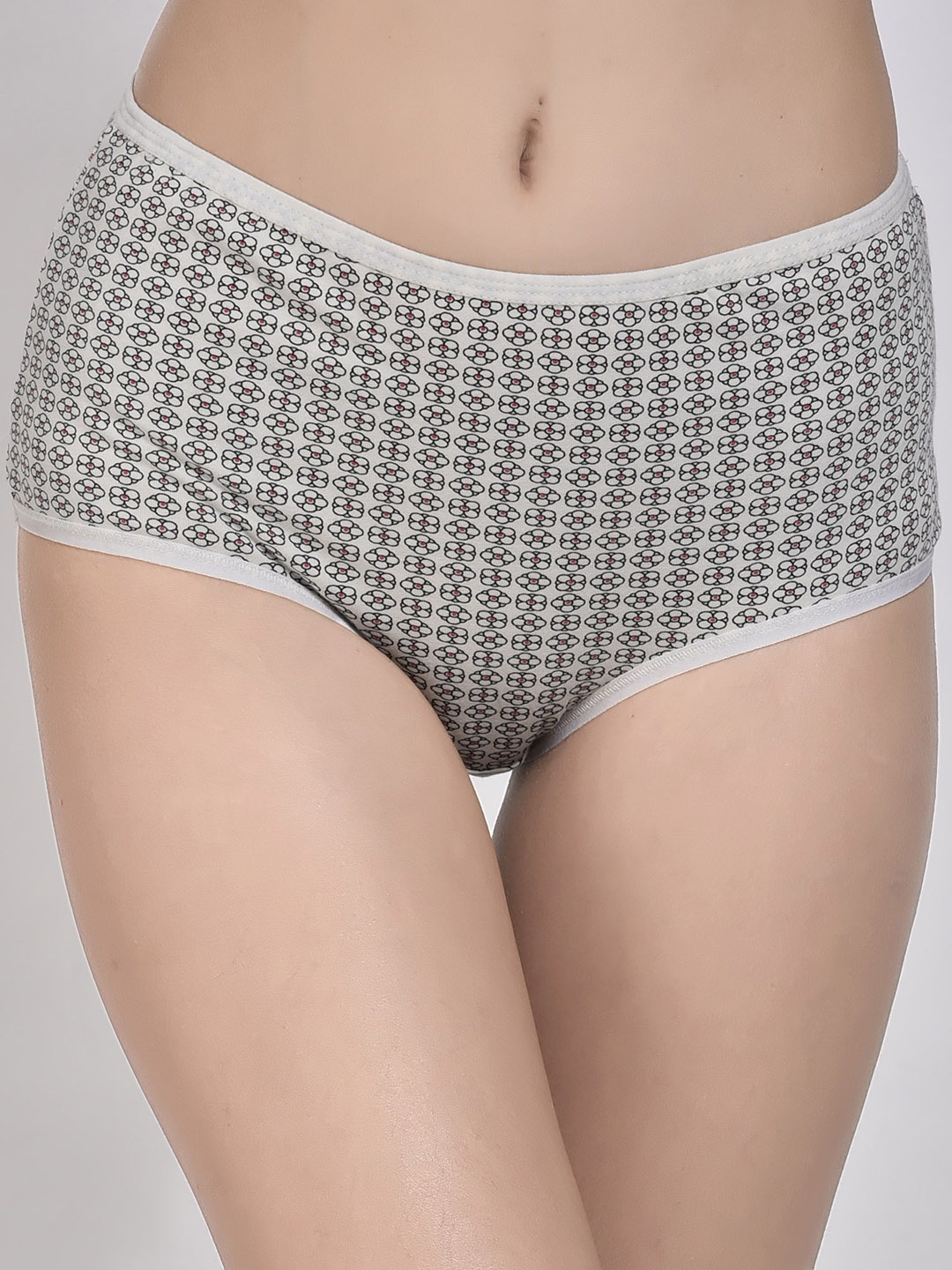 

Innocence Geometric Printed High-Rise Hipster Briefs BBAPLIN100104_S, White