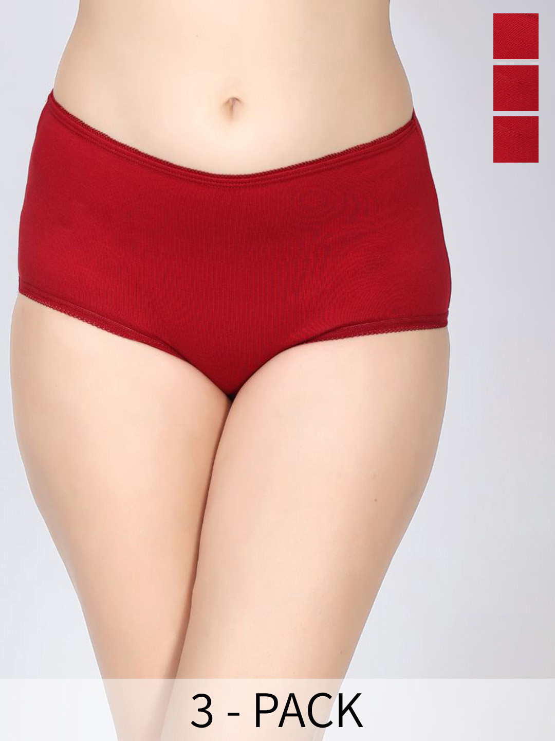 

Innocence Pack Of 3 High-Rise Cotton Hipsters Briefs, Red