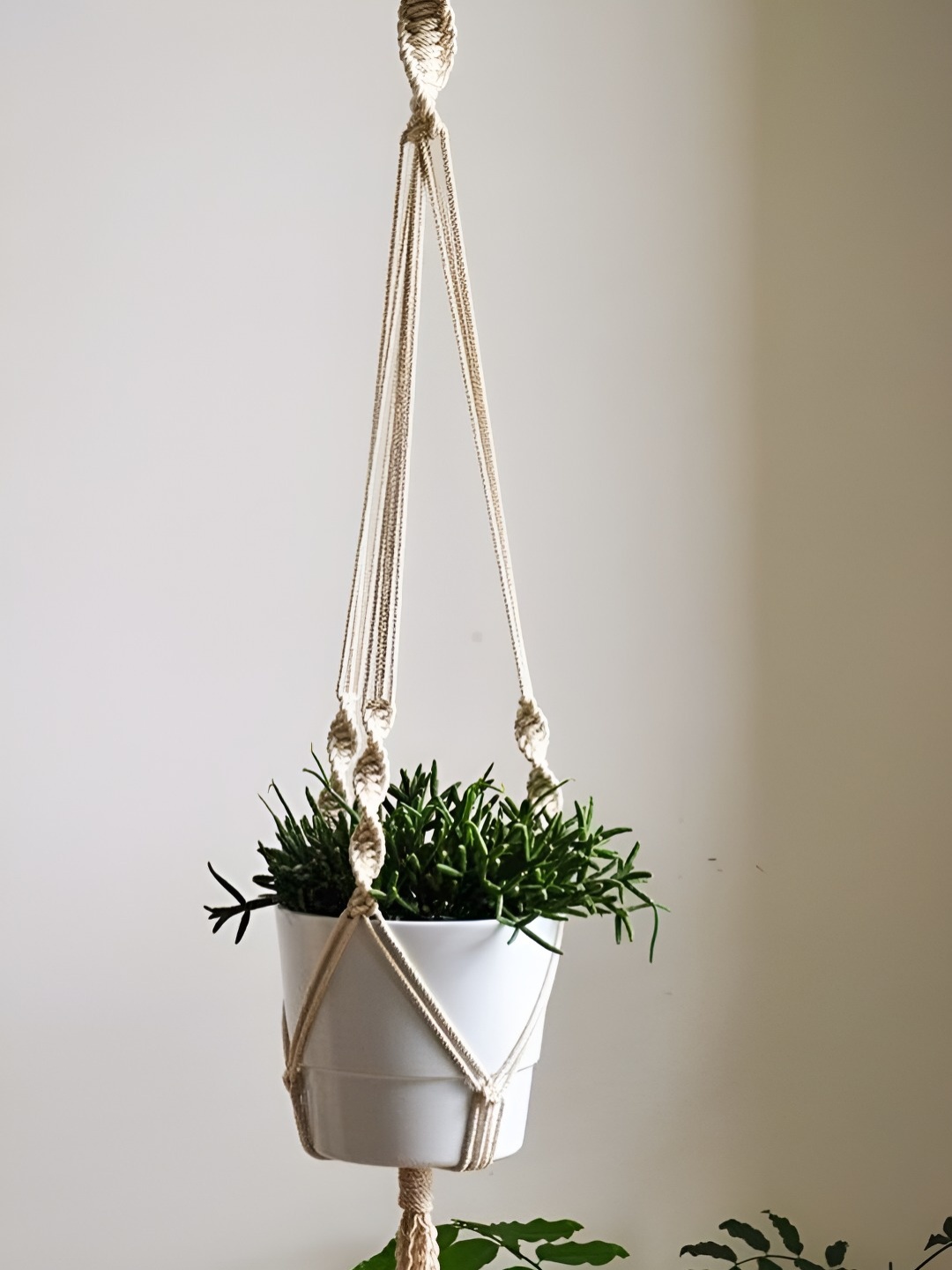 

ecofynd White Ceramic Plant Hanger With Planter Pot
