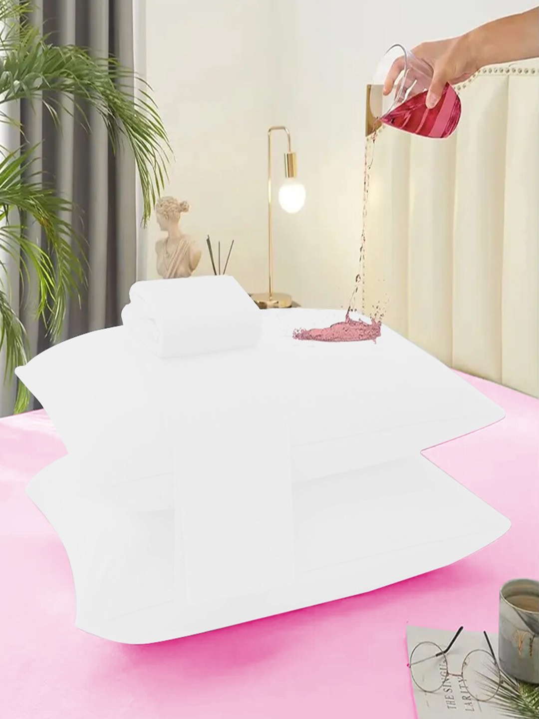 

Adbeni White Waterproof Terry Cartridge Cotton Pillow Protector