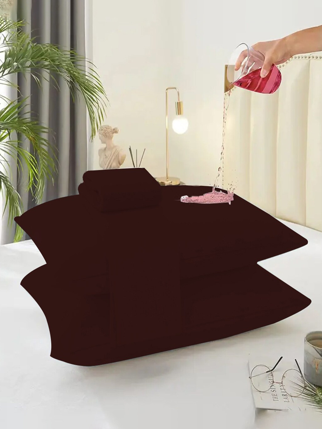 

Adbeni Brown Waterproof Terry Cartridge Cotton Pillow Protector