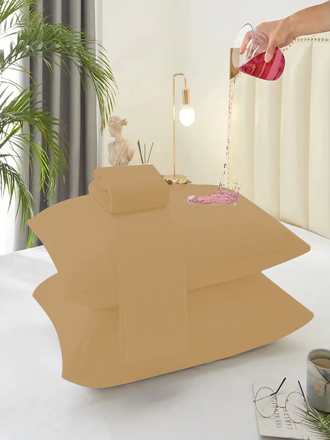 

Adbeni Beige Waterproof Terry Cartridge Cotton Pillow Protector
