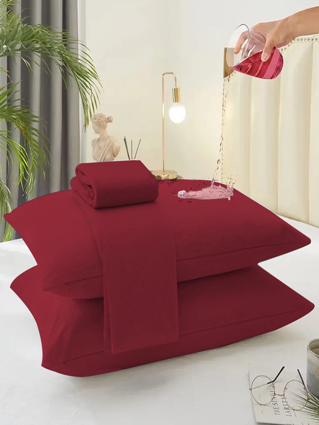 

Adbeni Maroon Waterproof Terry Cartridge Cotton Pillow Protector