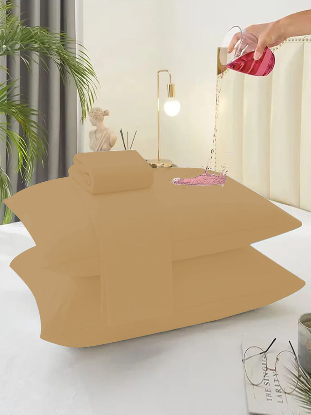 

Adbeni Beige Waterproof Terry Cartridge Cotton Pillow Protector