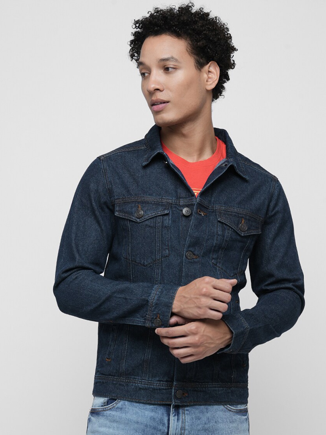 

Jack & Jones Spread Collar Pure Cotton Denim Jacket, Blue