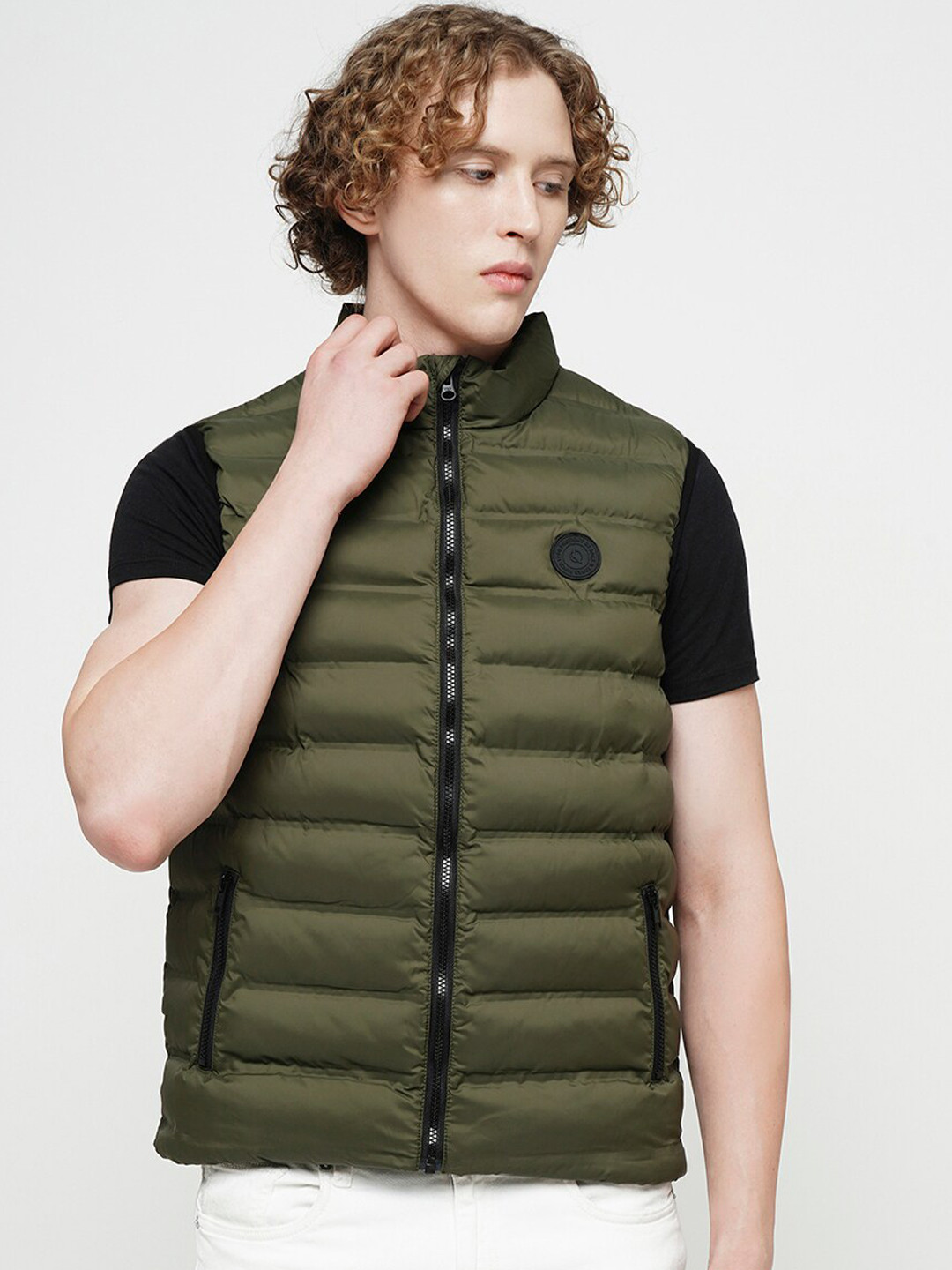 

Jack & Jones Stand Collar Puffer Jacket, Olive