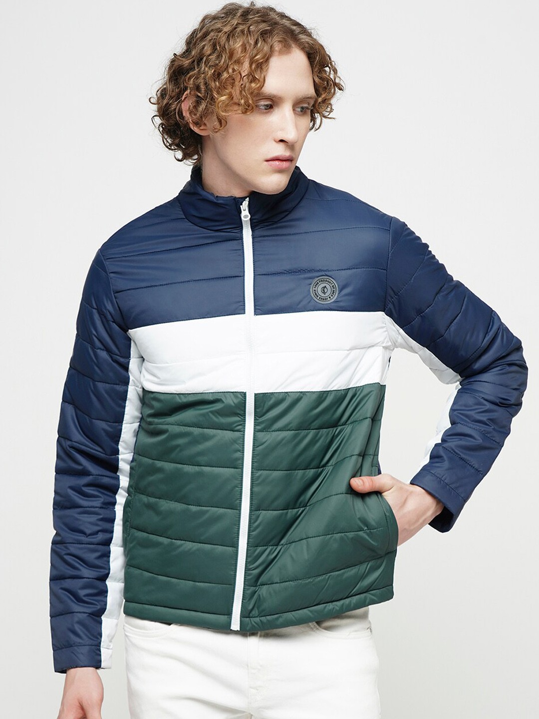 

Jack & Jones Colourblocked Puffer Jacket, Blue