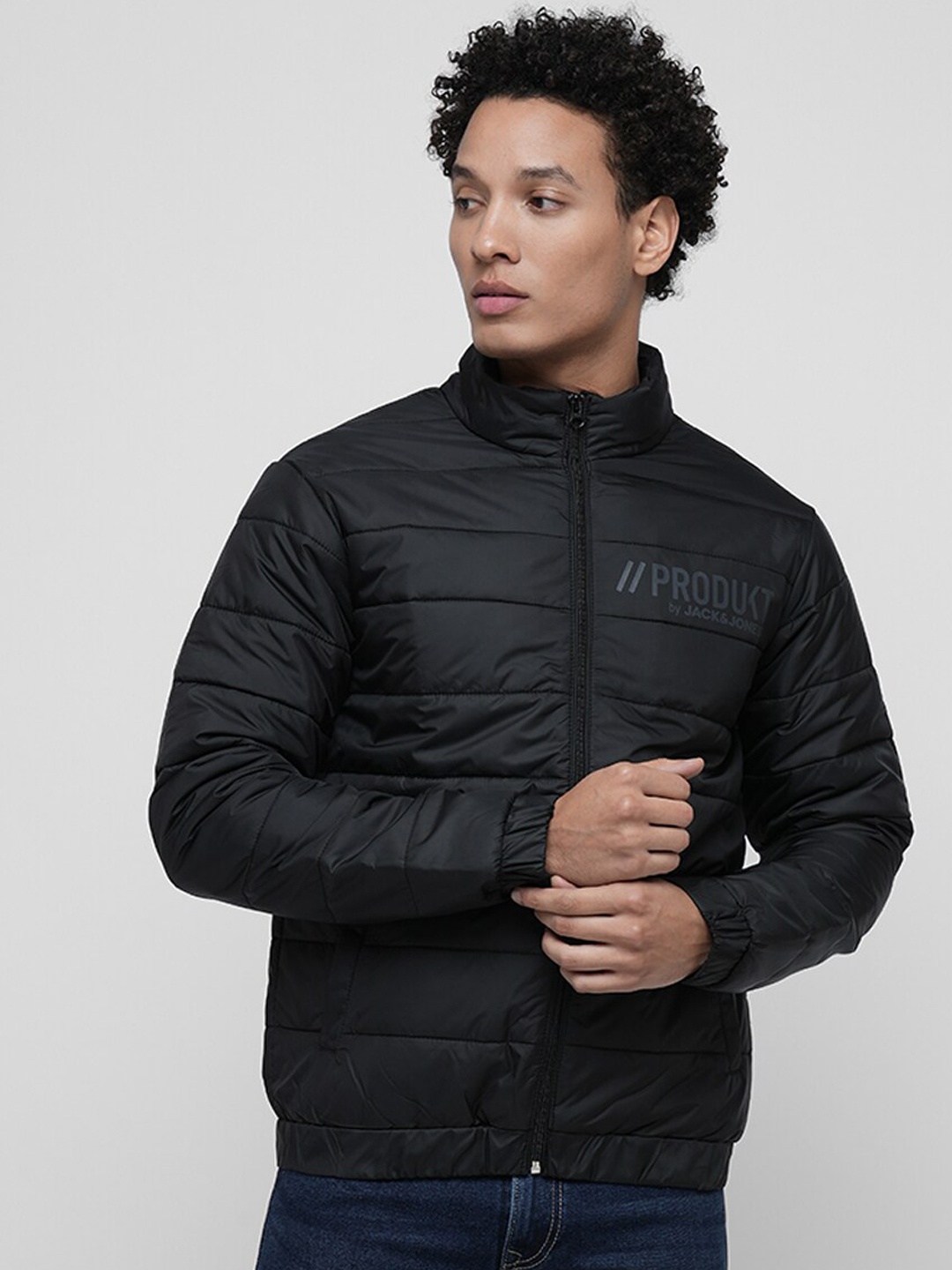 

Jack & Jones Typography Printed Puffer Jacket, Black