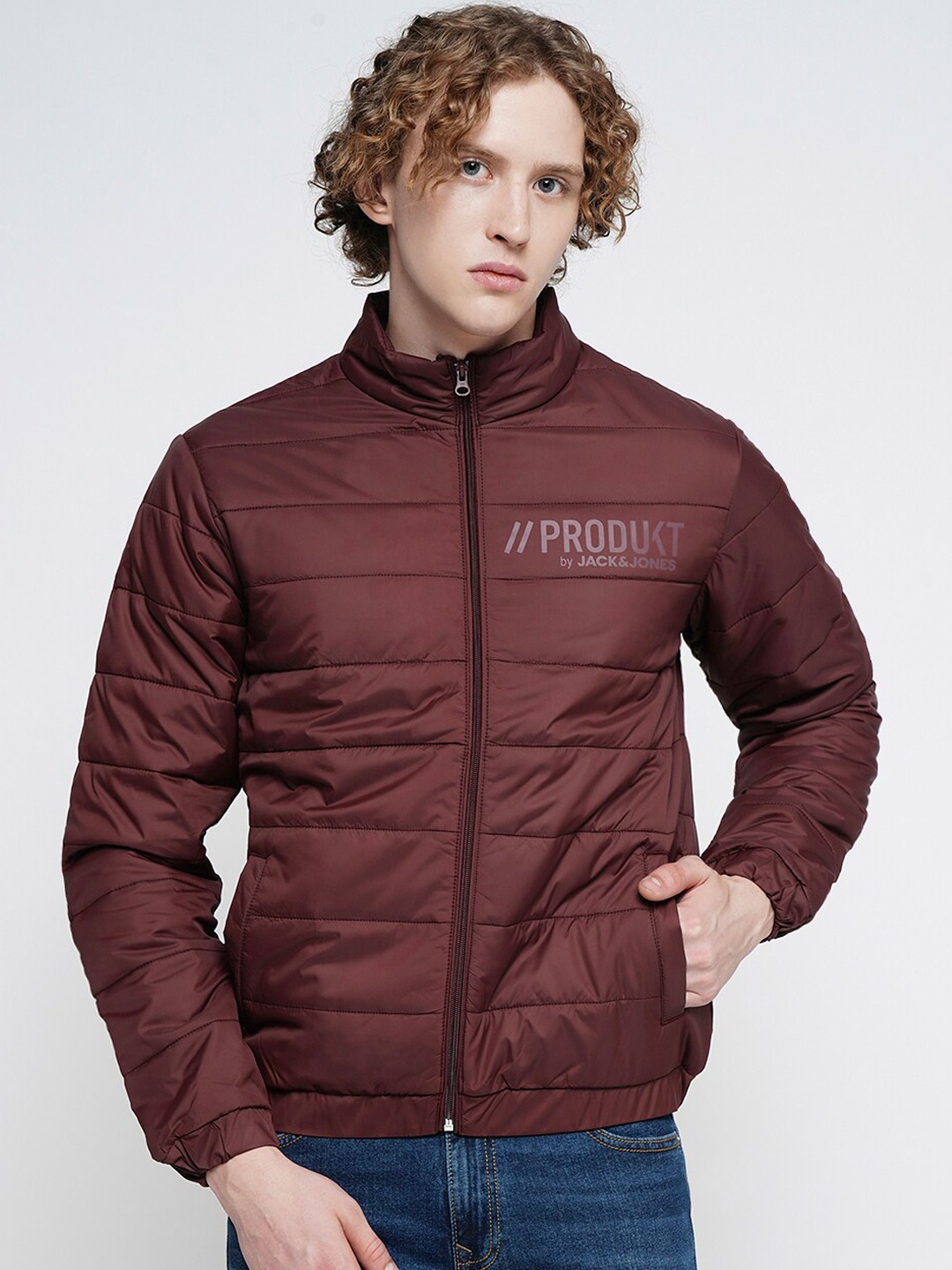 

Jack & Jones Typography Printed Bomber Jacket, Maroon