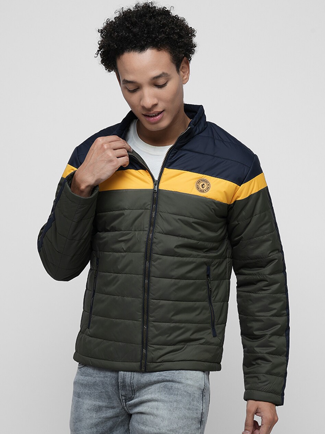 

Jack & Jones Colourblocked Puffer Jacket, Olive