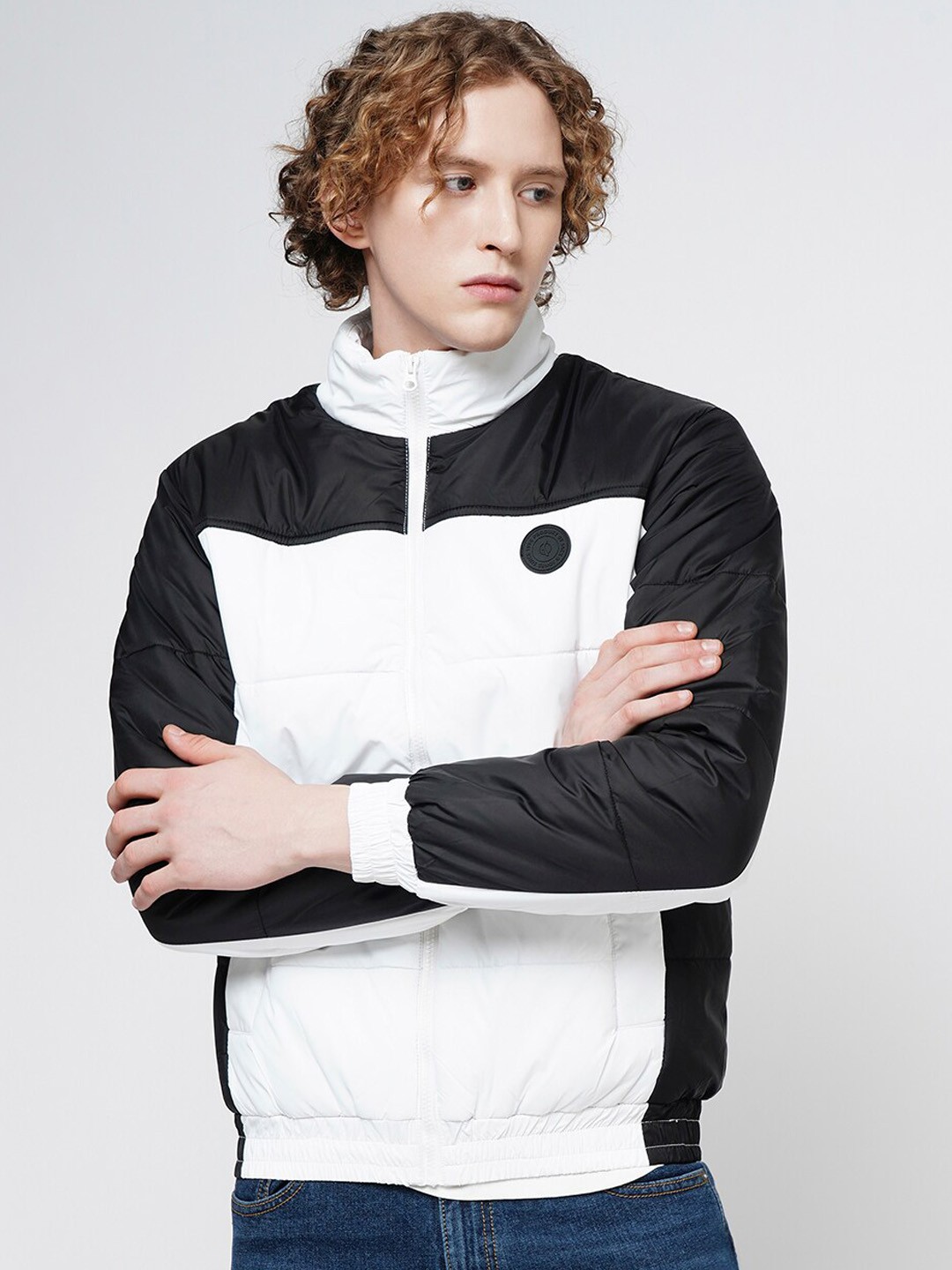 

Jack & Jones Stand Collar Bomber Jacket, White