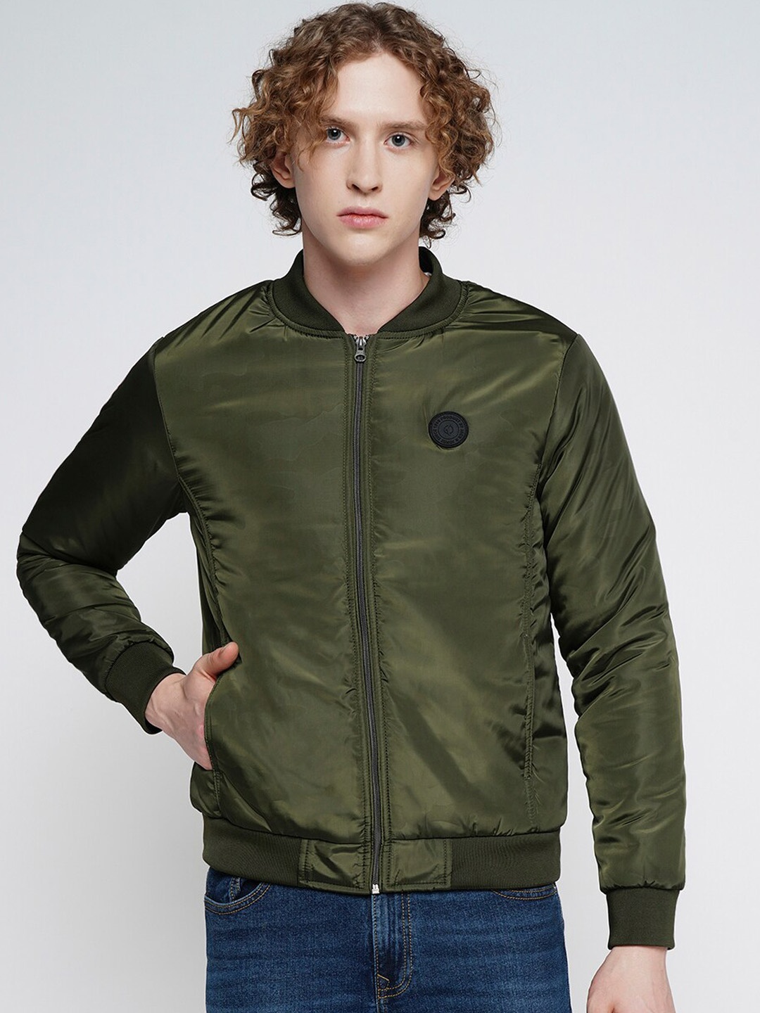 

Jack & Jones Stand Collar Bomber Jacket, Green