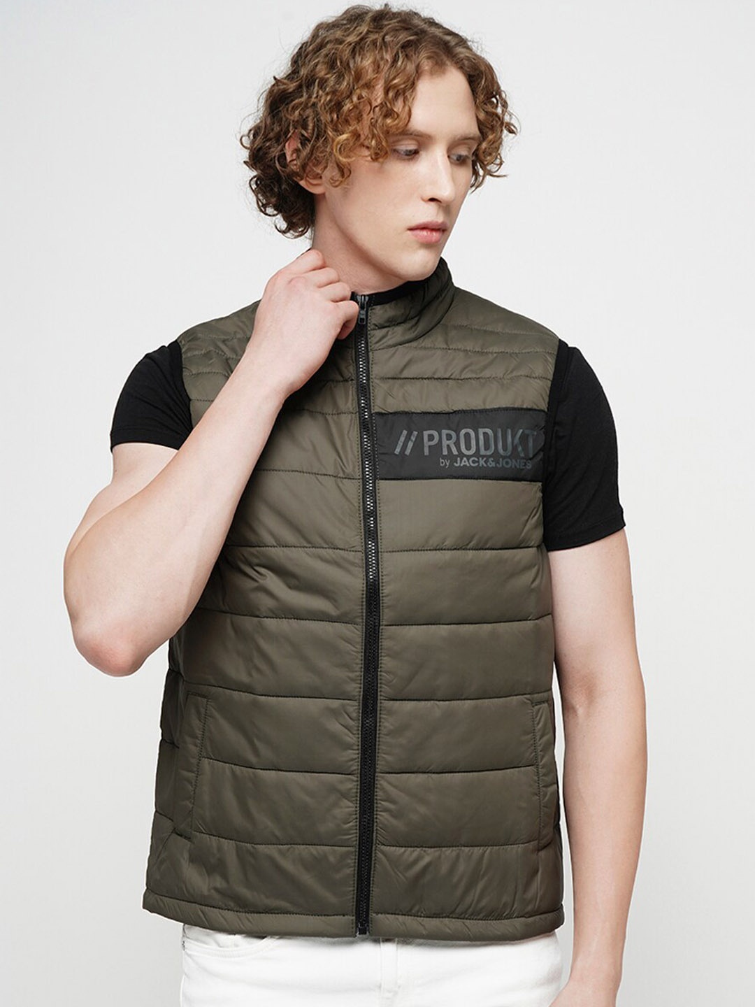 

Jack & Jones Typography Printed Puffer Jacket, Olive