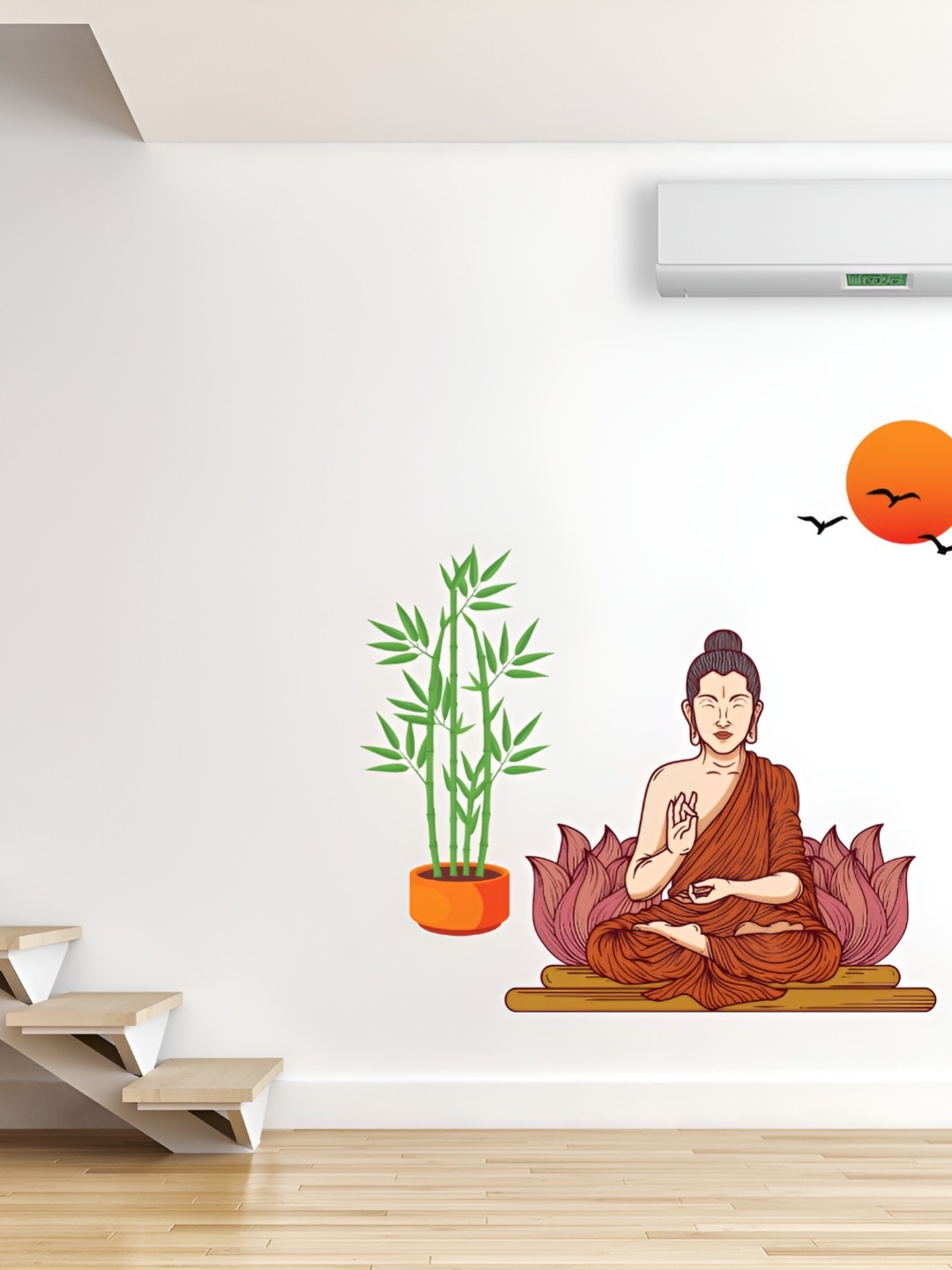

CVANU Lord Buddha Printed Self-Adhesive PVC Vinyl Wall Sticker, Brown