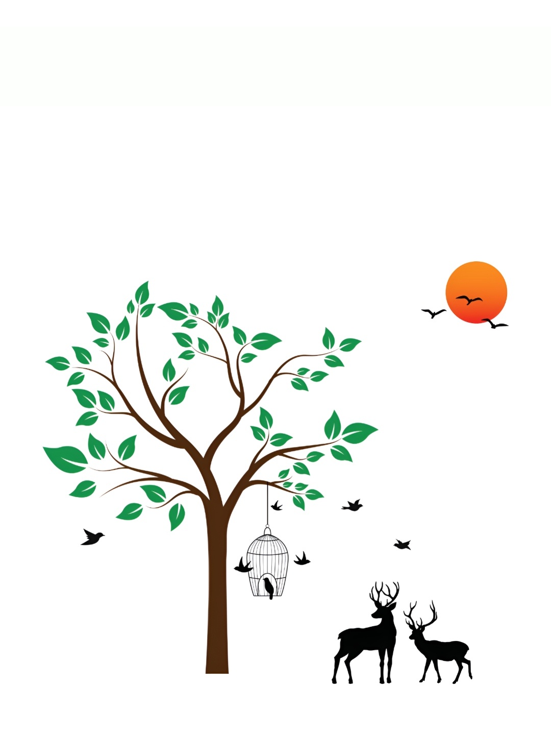 

CVANU Black & Green Printed Self-Adhesive Wall Sticker