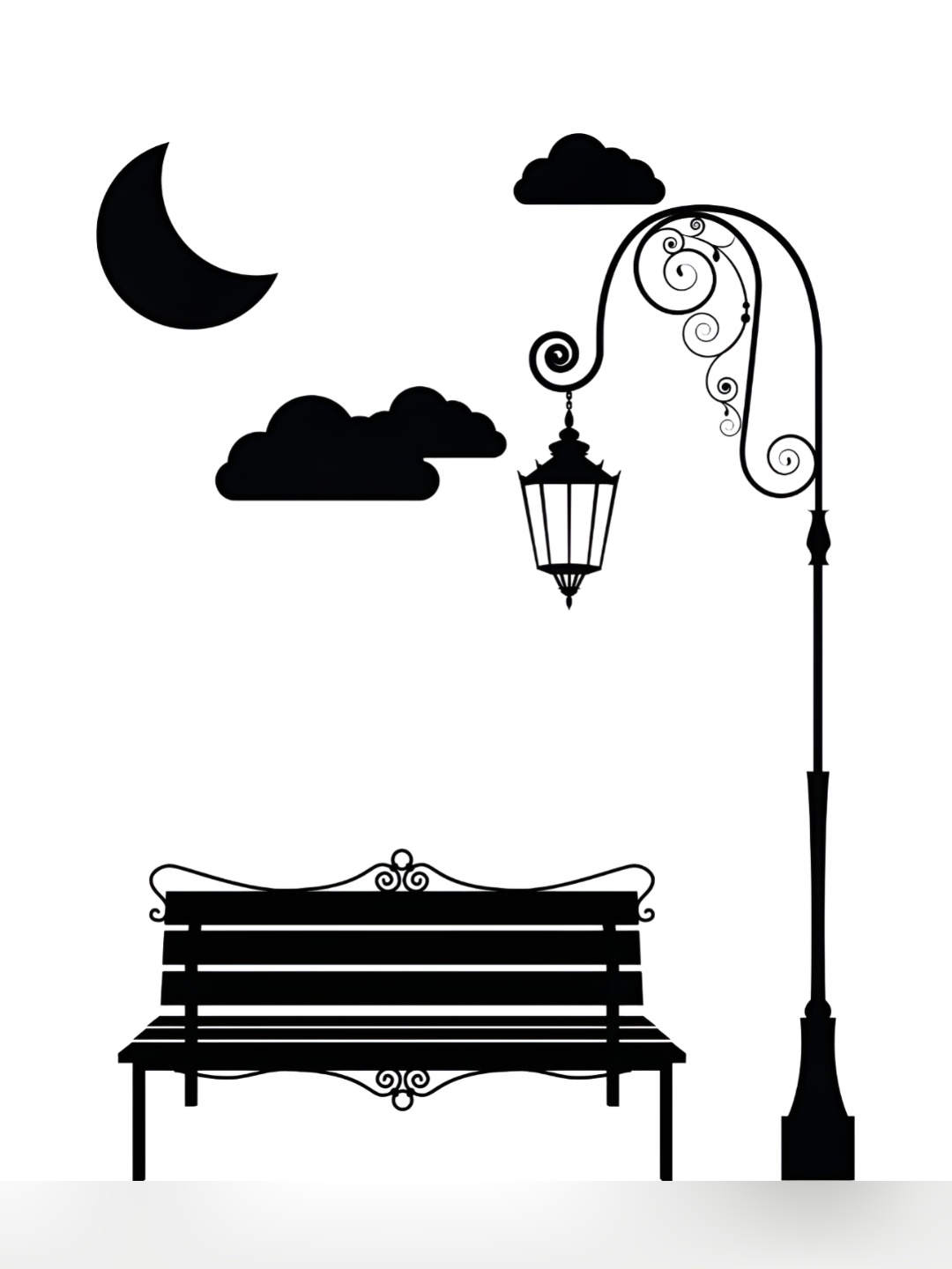 

CVANU Beautiful Moon View Printed Self-Adhesive Wall Sticker, Black