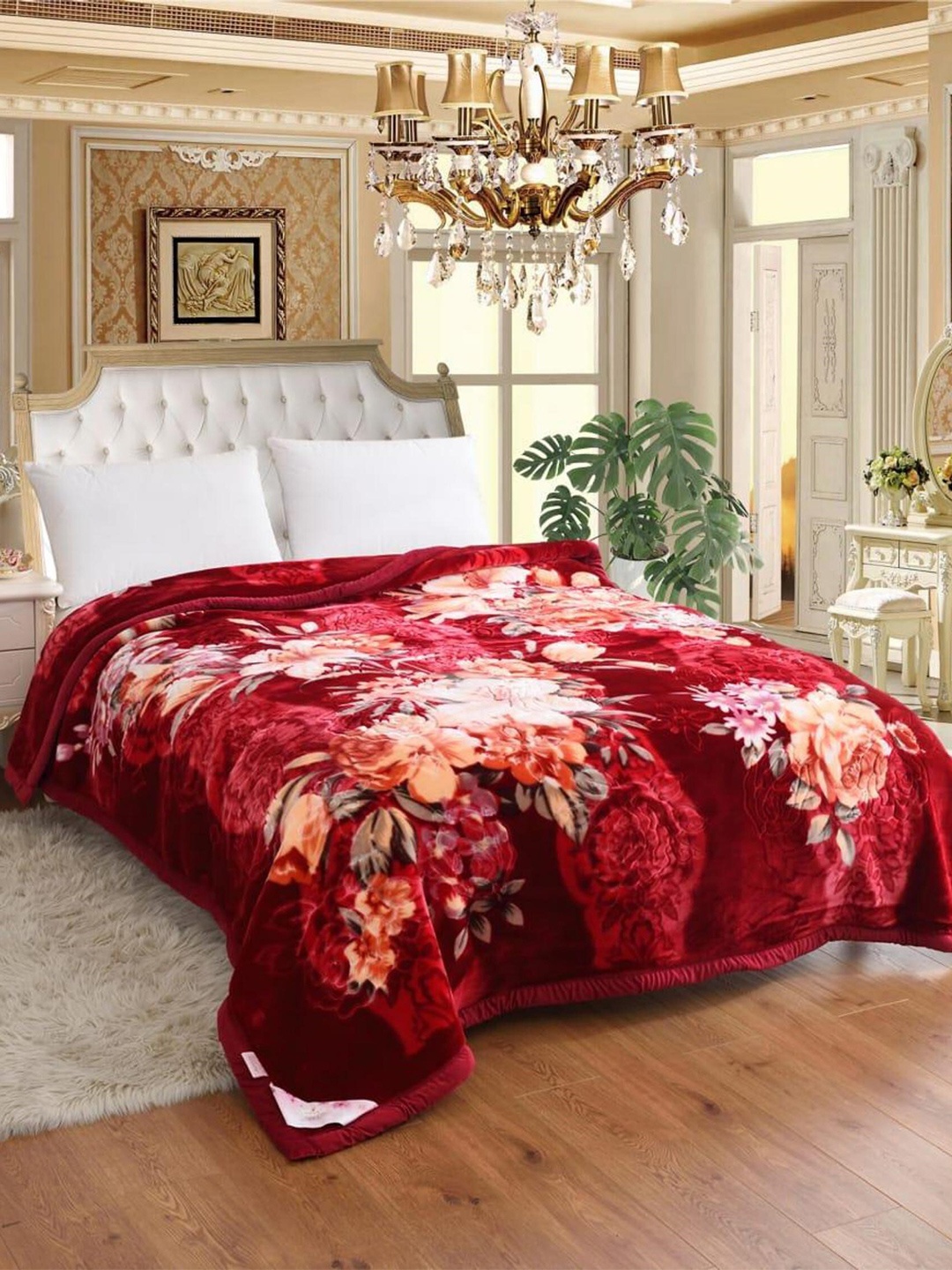 

Signature Signature Club Collection Red Floral Heavy Winter Double Bed Blanket