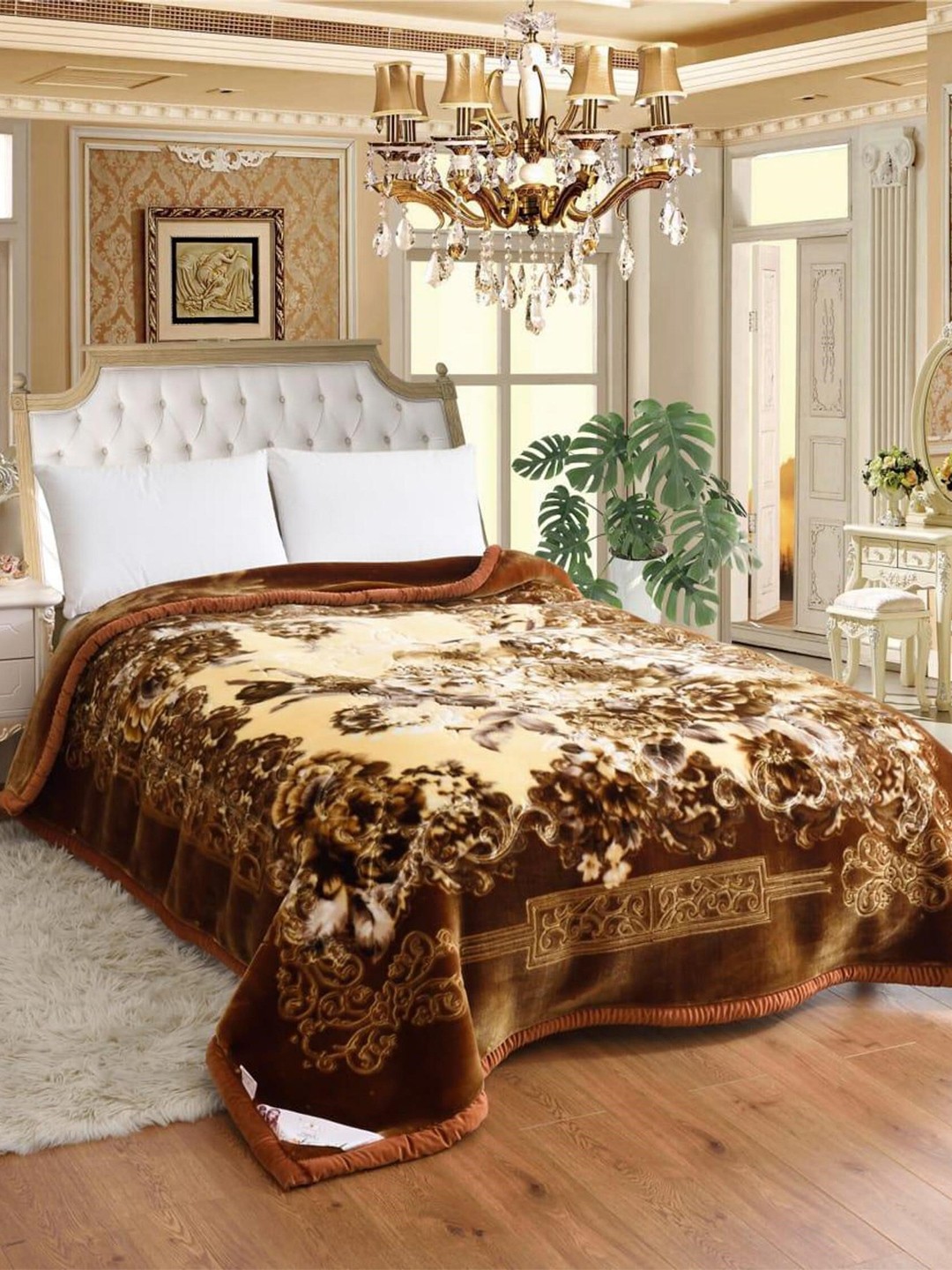 

Signature Signature Club Collection Brown Floral Heavy Winter Double Bed Blanket