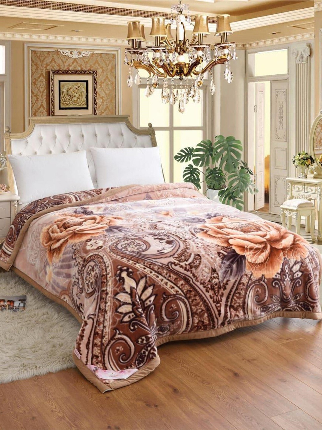 

Signature Signature Club Collection Brown Floral Heavy Winter Double Bed Blanket