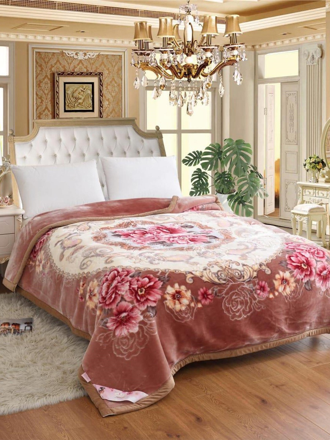 

Signature Signature Club Collection Brown Maroon Floral Heavy Winter Double Bed Blanket