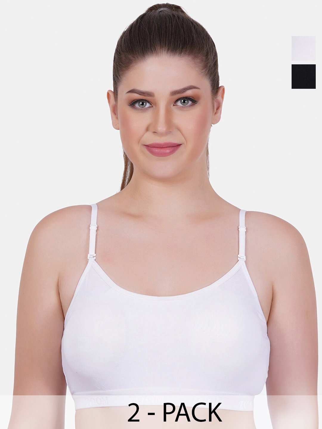 

Reveira Pack Of 2 Plus Size Lightly Padded Workout Bra With All Day Comfort, White