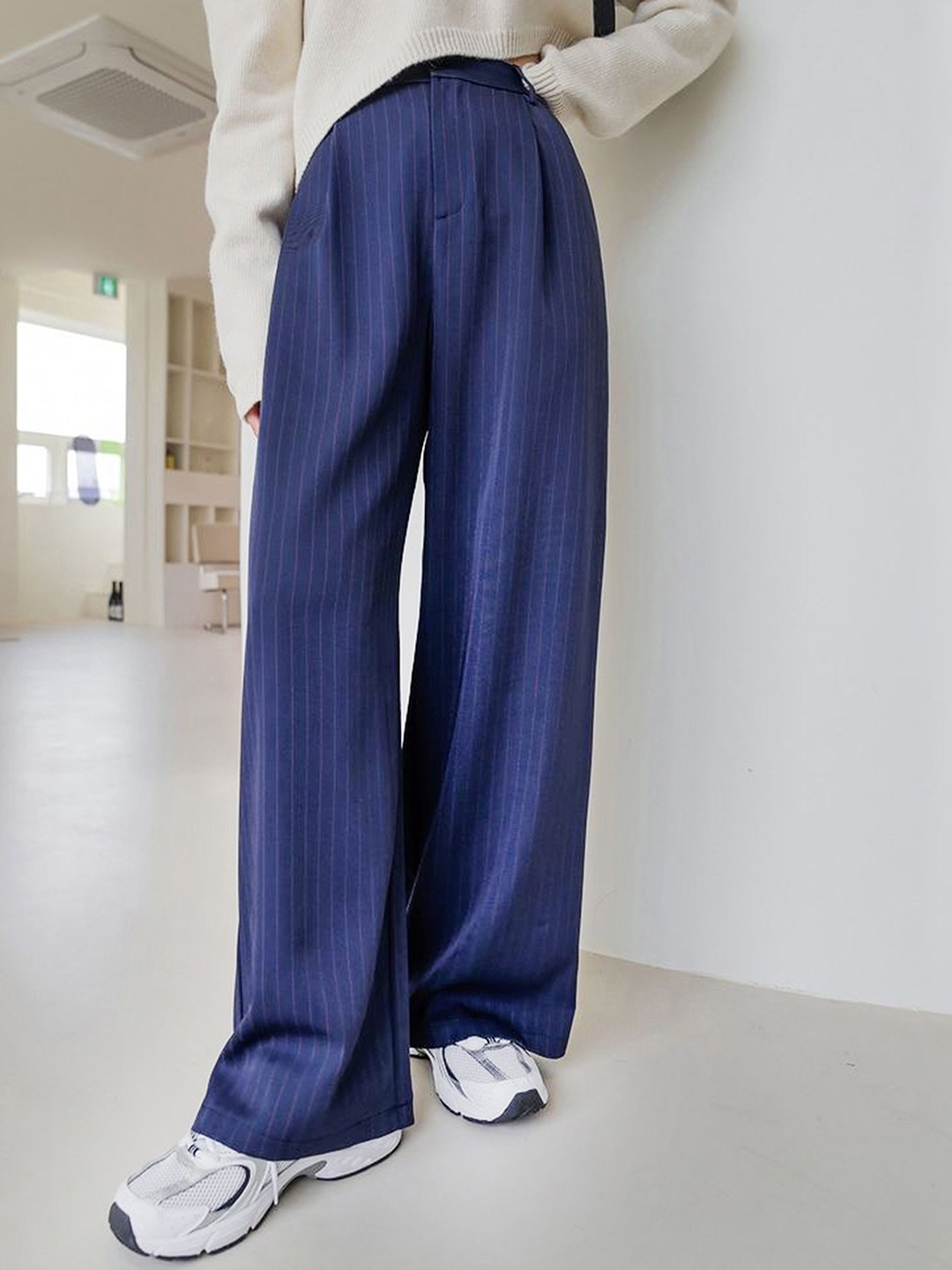 

IZF Women Korean Baggy Trousers, Navy blue