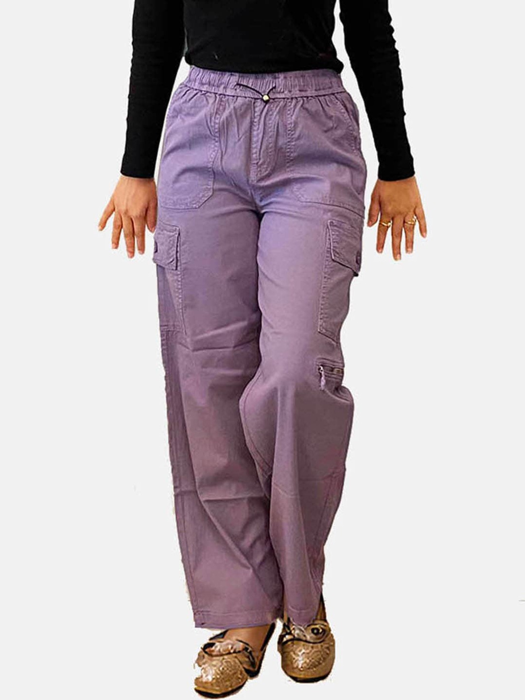 

IZF Women Relaxed Straight Fit Cargos, Lavender