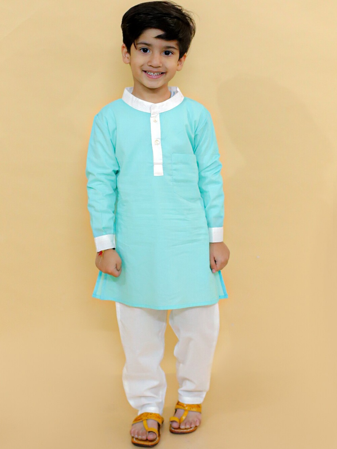

BAESD Boys Pure Cotton Straight Kurta With Pyjamas, Blue