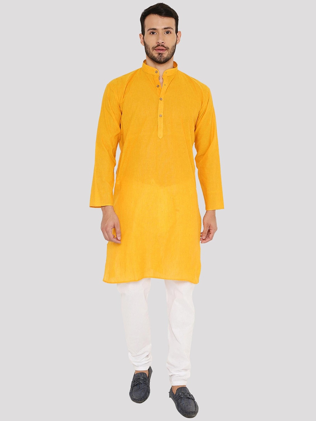 

Maharaja Mandarin Collar Regular Kurta With Pyjamas, Orange