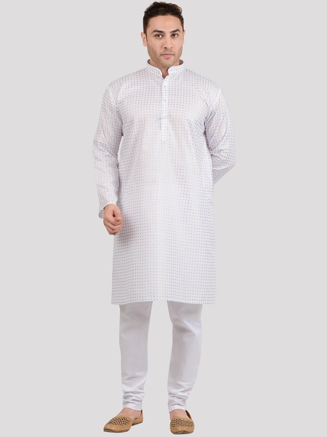 

Maharaja Ethnic Motifs Printed Kurta with Pyjamas, White