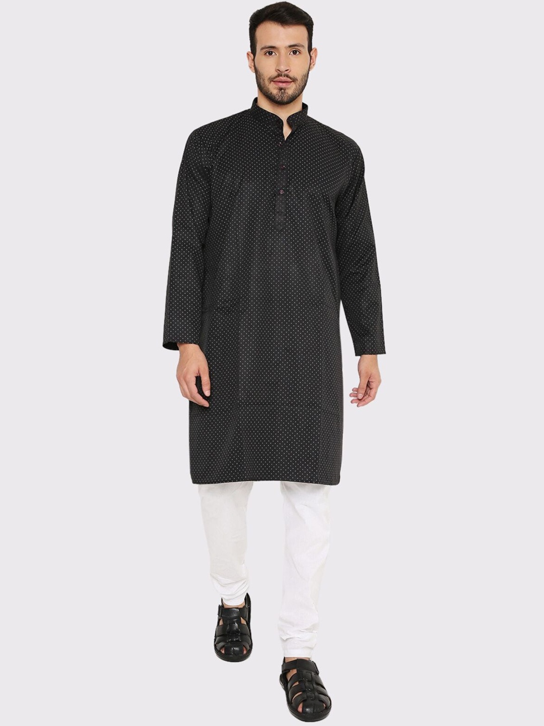 

Maharaja Geometric Printed Regular Kurta With Pyjamas, Black