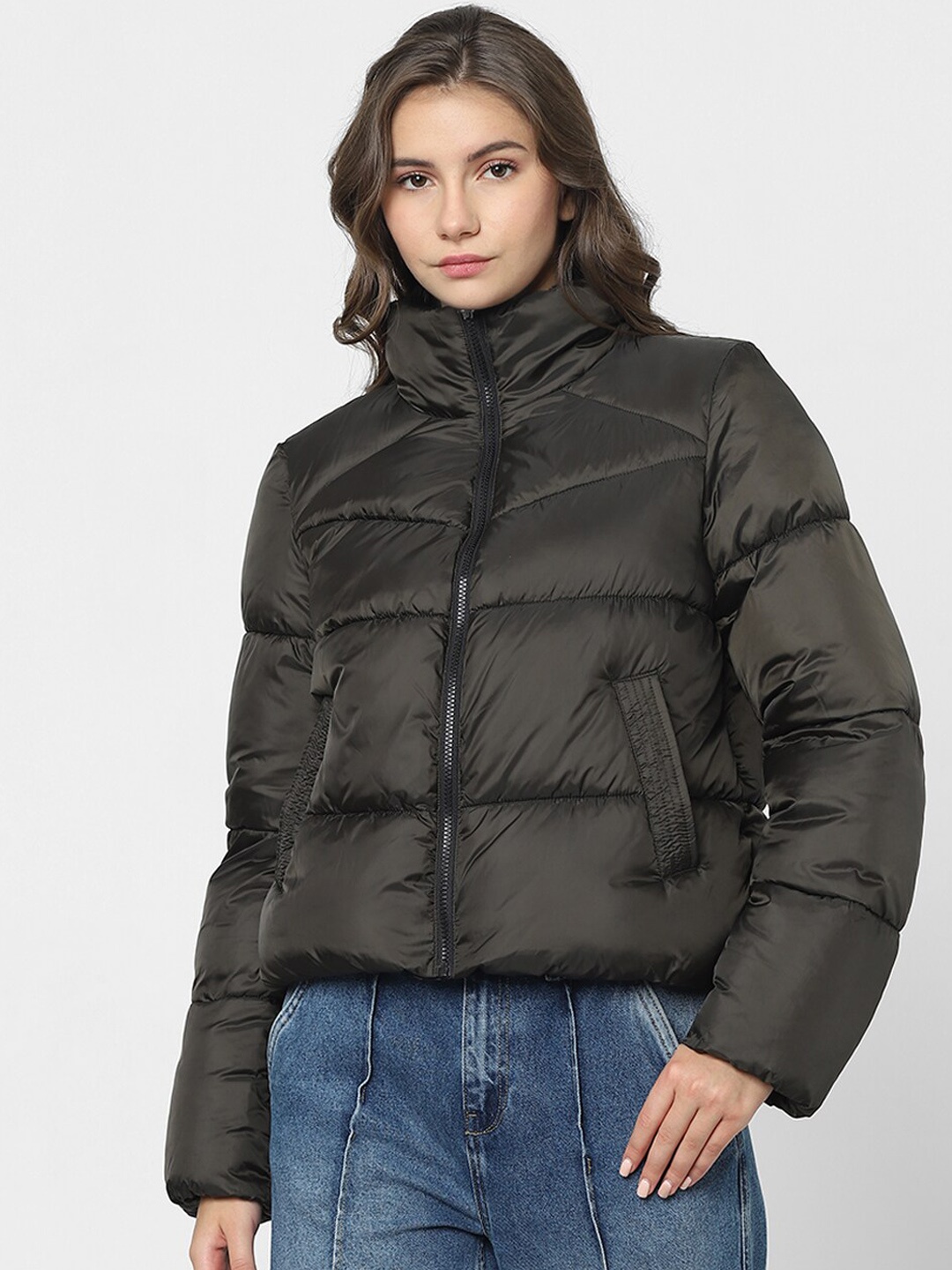 

Vero Moda Mock Collar Lightweight Puffer Jacket, Black