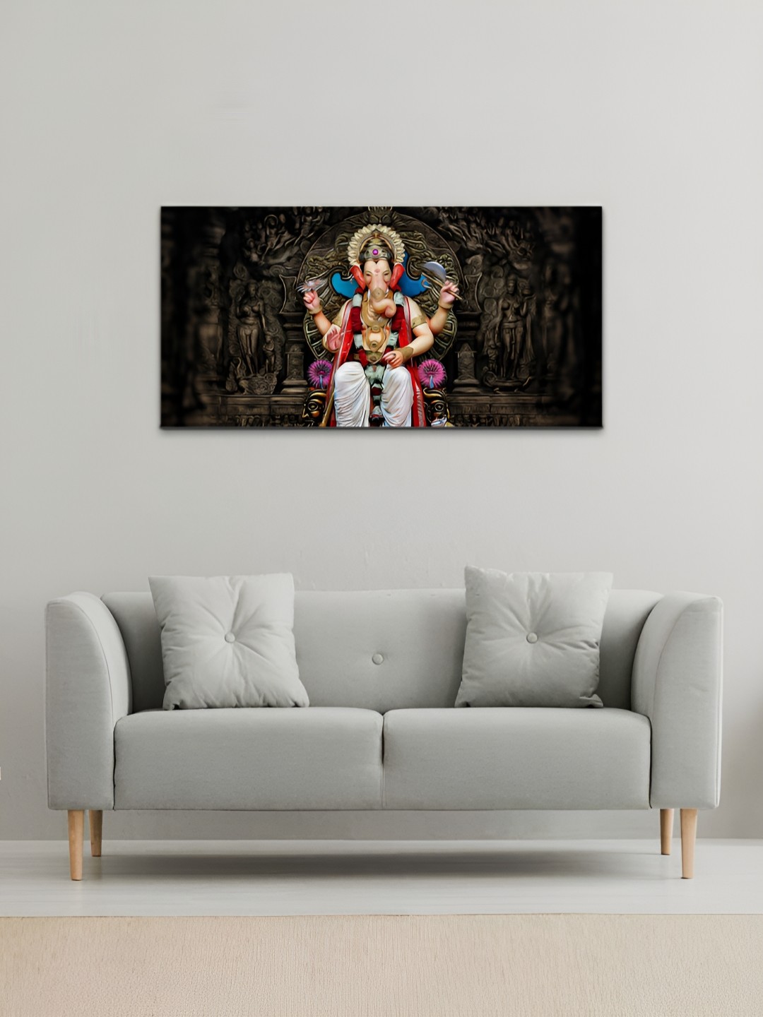 

MITHILA Handicrafts Beige & Brown Lord Ganesha Canvas Wall Painting