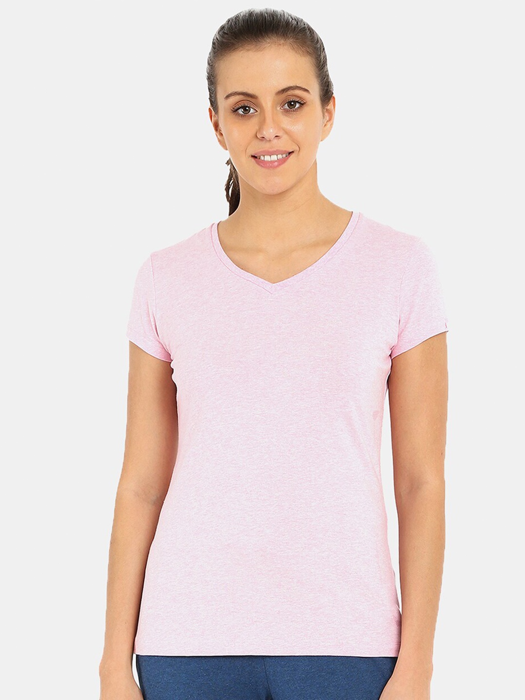 

Jockey V-Neck Short Sleeves Cotton T-shirt, Pink