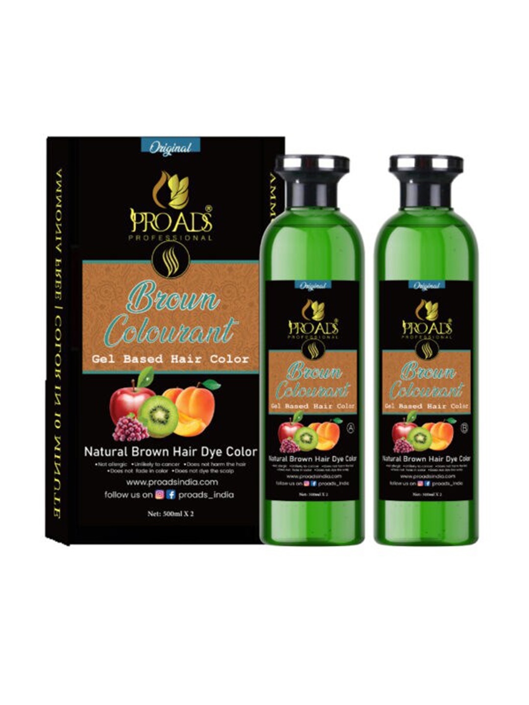 

FREECIA Pack of 2 Proads Hair Color 500ml Each - Brown