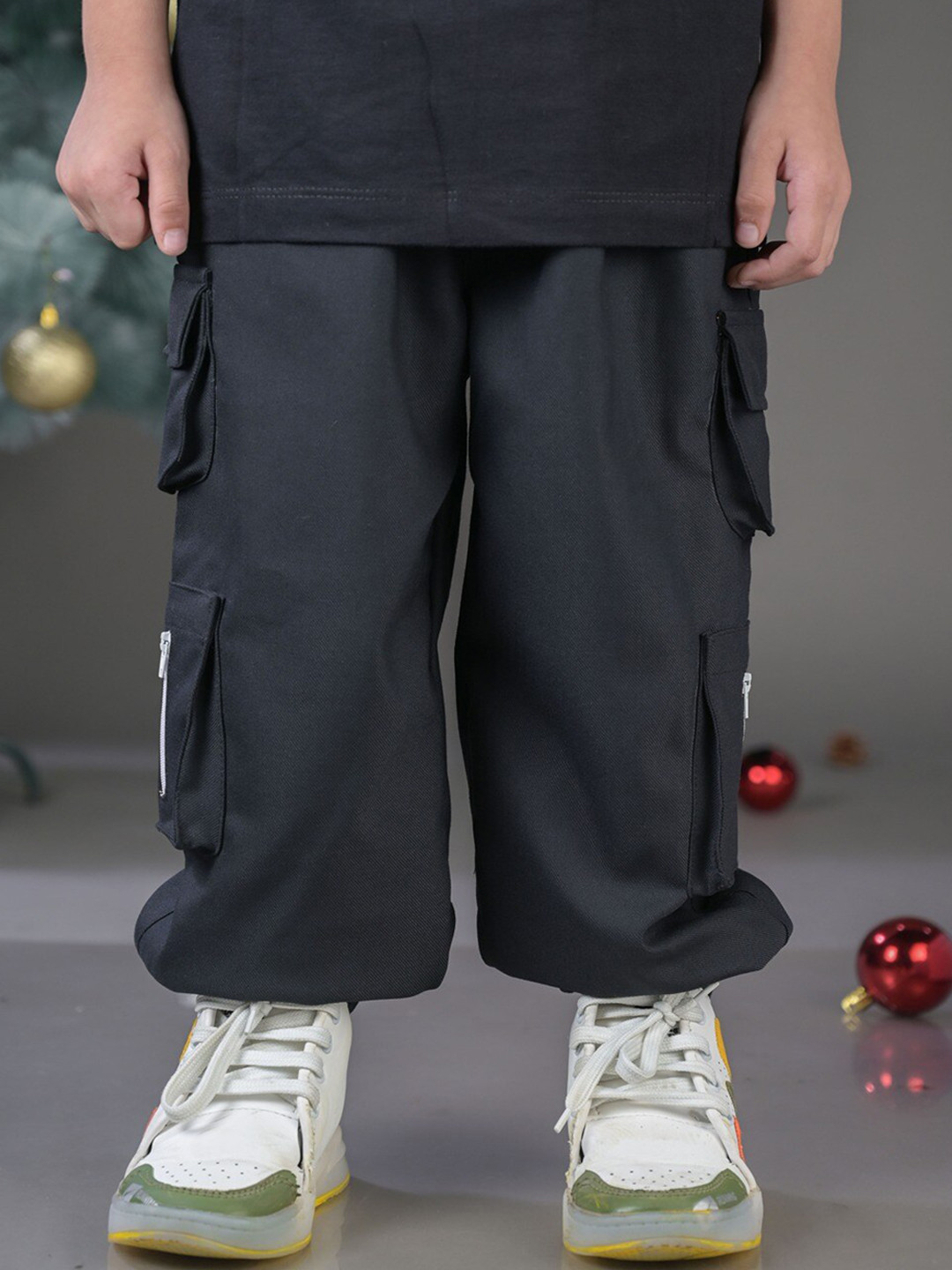 

Budding Bees Boys Relaxed Cotton Cargos Trousers, Black
