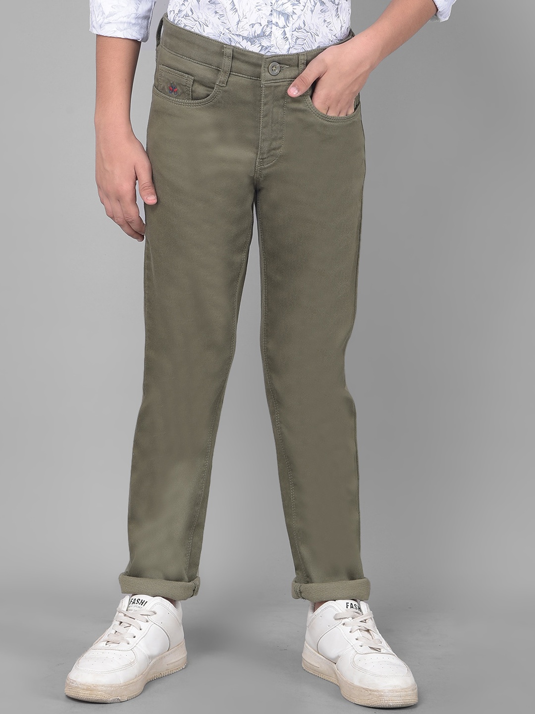 

Crimsoune Club Boys Slim Fit Mid-Rise Trouser, Olive