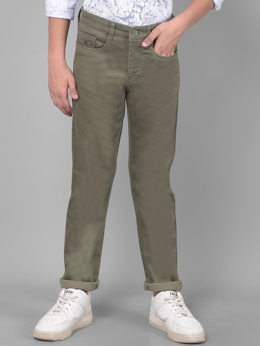 

Crimsoune Club Boys Slim Fit Mid-Rise Trouser, Olive